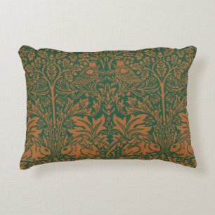 William Morris Brother Rabbit Amber Black Pattern Decorative Cushion