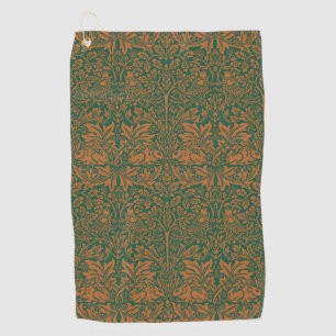 William Morris Brother Rabbit Amber Black Pattern Golf Towel