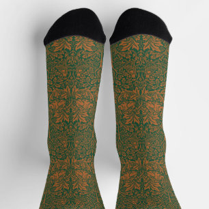 William Morris Brother Rabbit Amber Black Pattern Socks