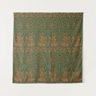 William Morris Brother Rabbit Amber Black Pattern Tapestry