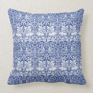 William Morris Brother Rabbit Blue Vintage Pattern Cushion