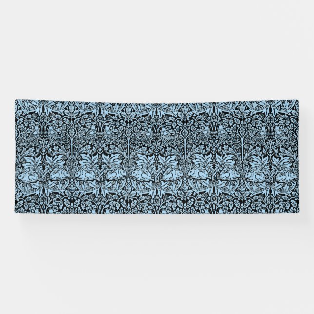 William Morris Brother Rabbit Light Blue Black Banner (Horizontal)