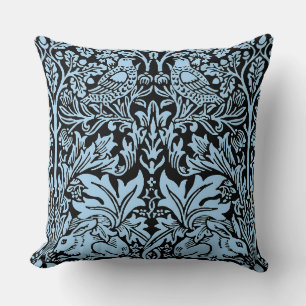 William Morris Brother Rabbit Light Blue Black Cushion