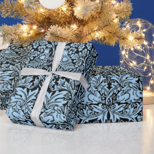 William Morris Brother Rabbit Light Blue Black Wrapping Paper