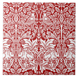 William Morris Brother Rabbit Red & White Tile