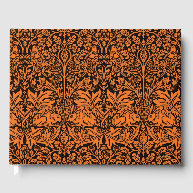 William Morris Brother Rabbit Rust Black Pattern Guest Book (Front)