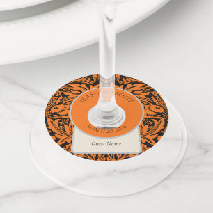 William Morris Brother Rabbit Rust Black Pattern Wine Glass Tag