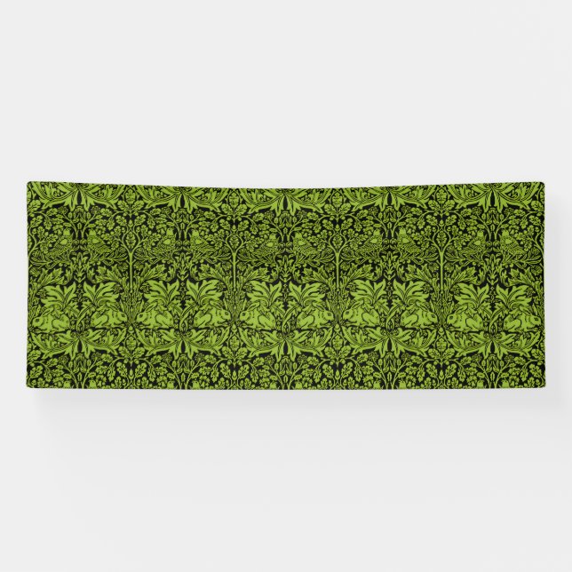 William Morris Brother Rabbit Sage Green Black Banner (Horizontal)
