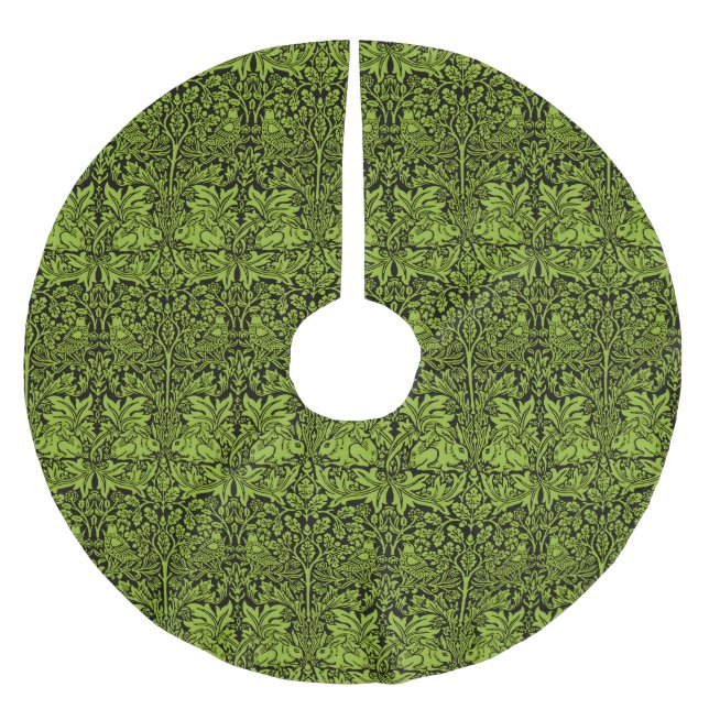 William Morris Brother Rabbit Sage Green Black Brushed Polyester Tree Skirt (Front)