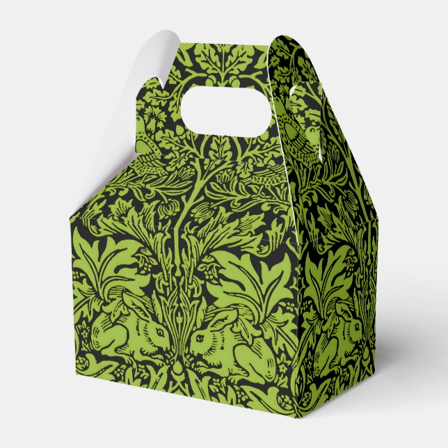 William Morris Brother Rabbit Sage Green Black Favour Box (Front Side)