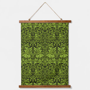 William Morris Brother Rabbit Sage Green Black Hanging Tapestry