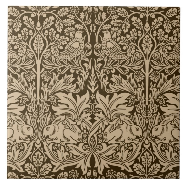 William Morris Brother Rabbit Two-Tone Brown Tile (Front)