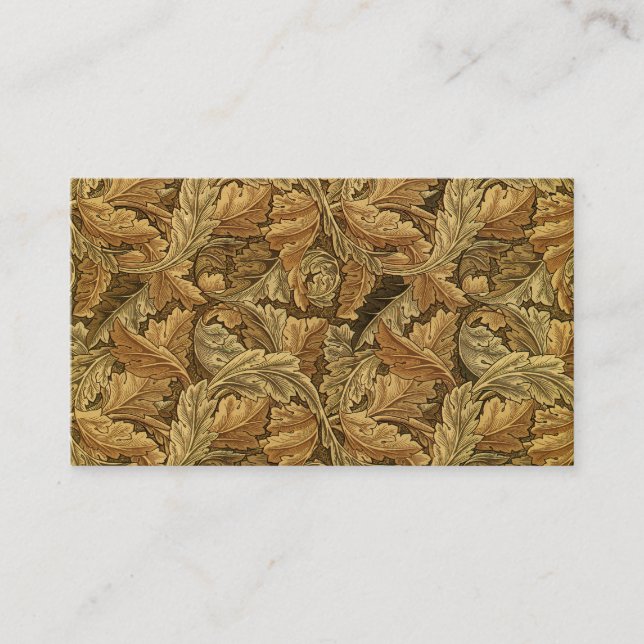 William Morris Brown Leaves Reception Seating Card (Front)