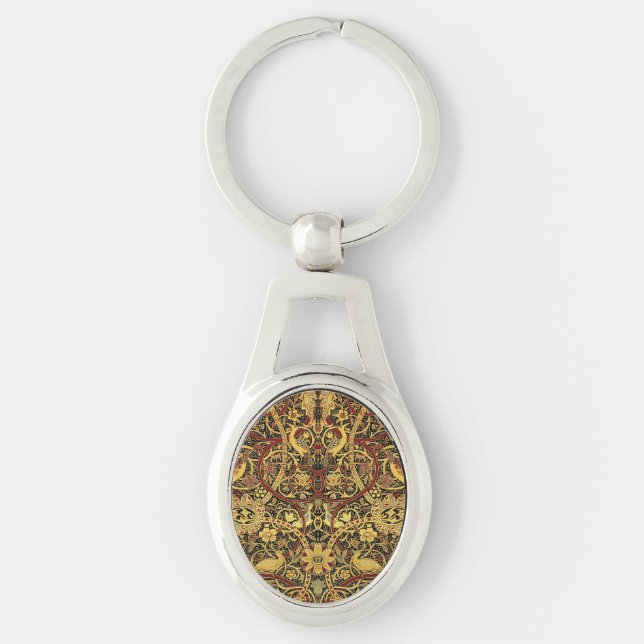 William Morris Bullerswood Faux Tapestry Key Ring (Front)