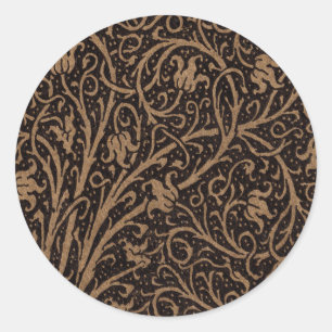 William Morris Campion Tooled Leather Damask Classic Round Sticker