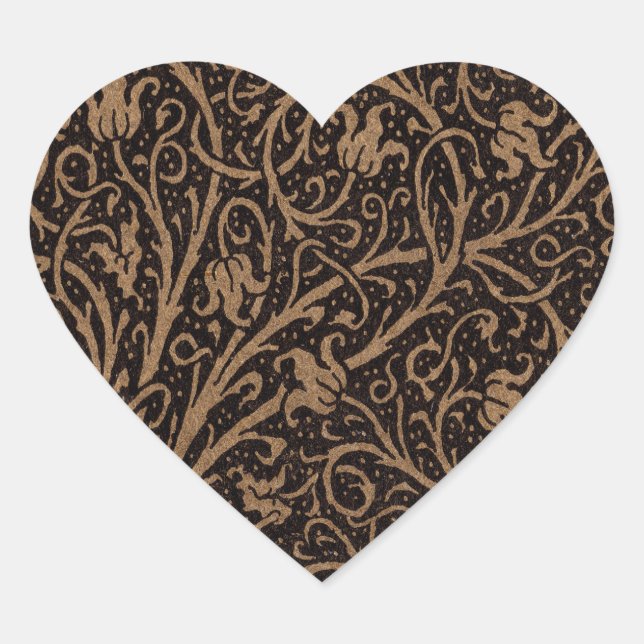 William Morris Campion Tooled Leather Damask Heart Sticker (Front)