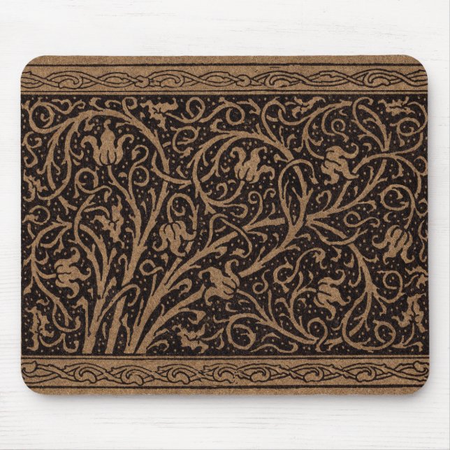 William Morris Campion Tooled Leather Damask Mouse Pad (Front)