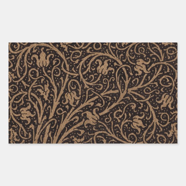 William Morris Campion Tooled Leather Damask Rectangular Sticker (Front)