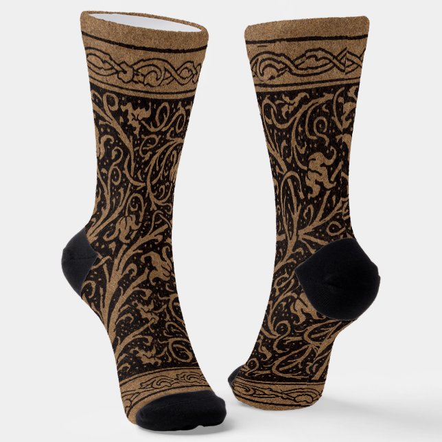 William Morris Campion Tooled Leather Damask Socks (Angled)