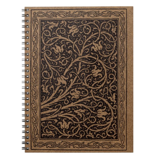 William Morris Campion Tooled Leather Damask Spiral Notebook (Front)