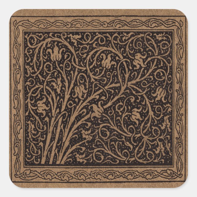 William Morris Campion Tooled Leather Damask Square Sticker (Front)