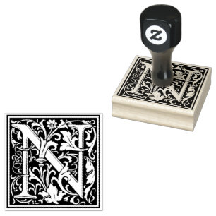 William Morris Capital Letter N Rubber Stamp
