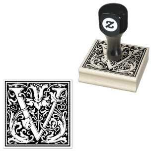 William Morris Capital Letter V Rubber Stamp
