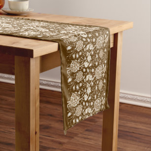 William Morris Carnation Print, Chocolate Brown  Long Table Runner