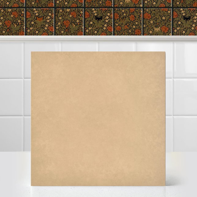 William Morris Cat Acanthus Leaf Beige Accent Tile (Antique Art Nouveau William Morris Oatmeal Matching Accent Cat Acanthus Leaf Ceramic Tile Mural)