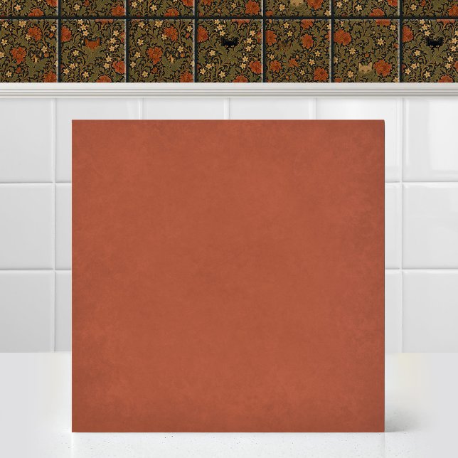 William Morris Cat Acanthus Leaf Clay Accent Tile (Antique Art Nouveau William Morris Red Clay Matching Accent Cat Acanthus Leaf Ceramic Tile Mural)