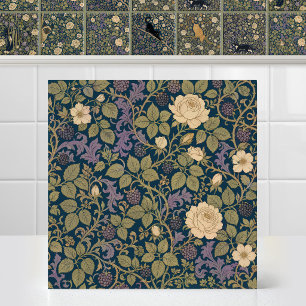 William Morris Cat Mural Foliage Canopy Pattern Tile
