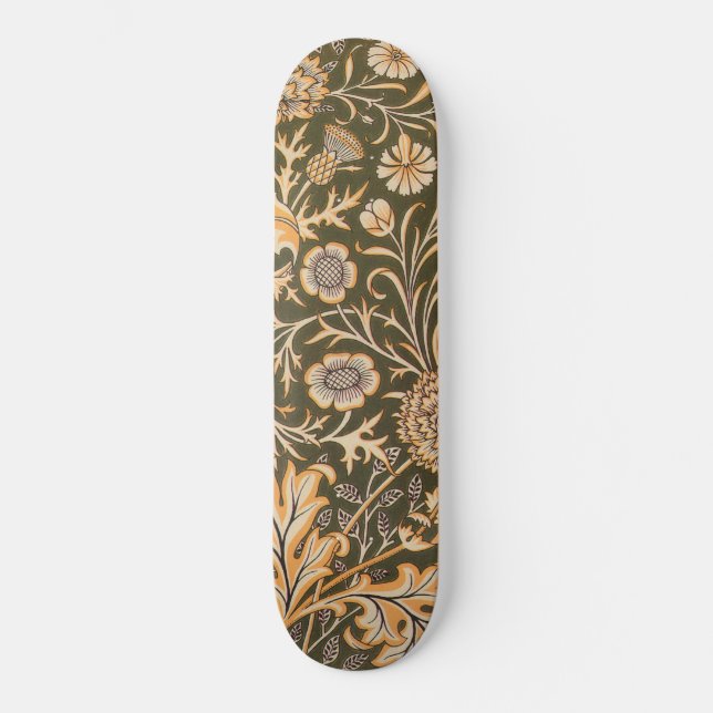 William Morris Cherwell Antique Floral Pattern Skateboard (Front)