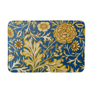 William Morris Cherwell Floral Pattern Blue Bath Mat