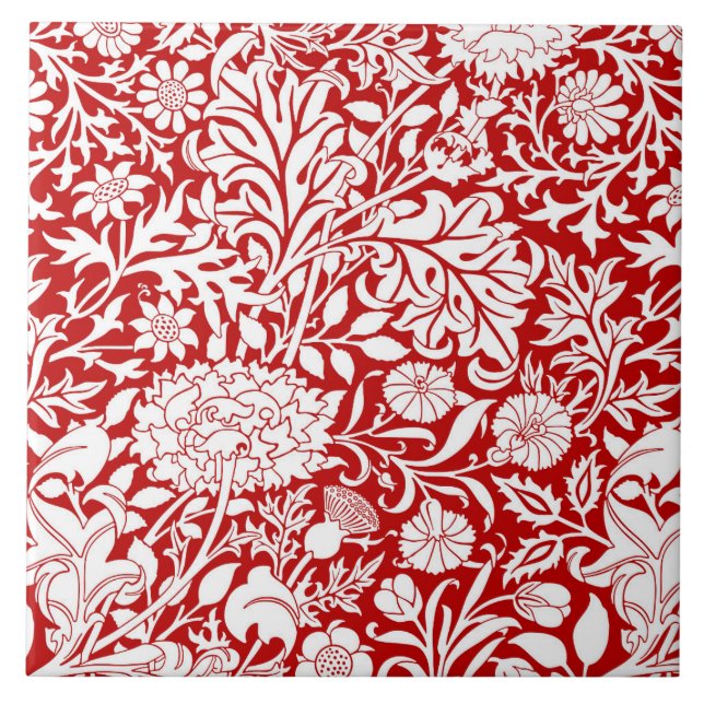 William Morris 'Cherwell' in Red & White Tile (Front)