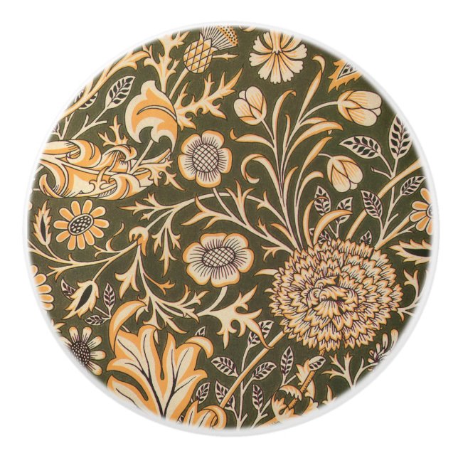 William Morris Cherwell Wallpaper Pattern Ceramic Knob (Front)