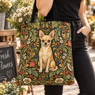 William Morris Chihuahua Vintage Floral Tote Bag