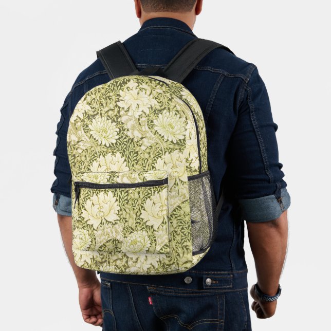 William Morris Chrysanthemum Floral Pattern Printed Backpack (Insitu (Model))