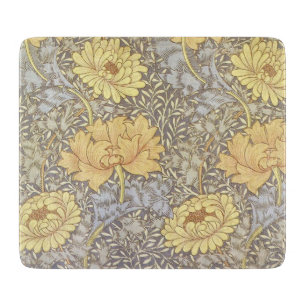 William Morris Chrysanthemum Mum Flowers Cutting Board
