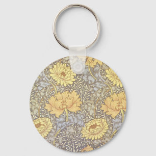 William Morris Chrysanthemum Mum Flowers Key Ring