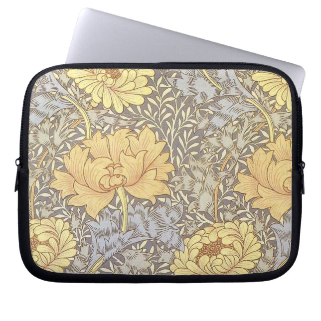 William Morris Chrysanthemum Mum Flowers Laptop Sleeve (Front)