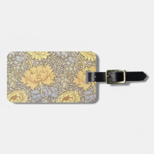 William Morris Chrysanthemum Mum Flowers Luggage Tag