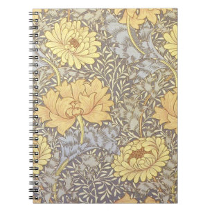 William Morris Chrysanthemum Mum Flowers Spiral Notebook