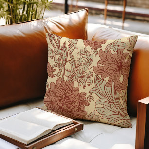William Morris Chrysanthemum Pattern Throw Pillow