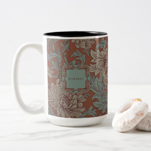 William Morris Chrysanthemum Pattern Two-Tone Coff Coffee Mug