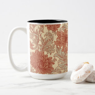 William Morris Chrysanthemum Pattern Two-Tone Coff Coffee Mug