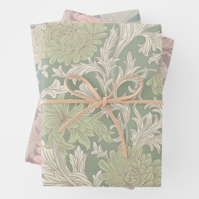 William Morris Chrysanthemum Pattern Wrapping Pape Paper Sheet (In situ)