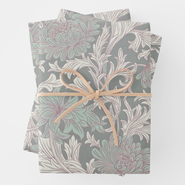 William Morris Chrysanthemum Pattern Wrapping Pape Wrapping Paper Sheet (In situ)