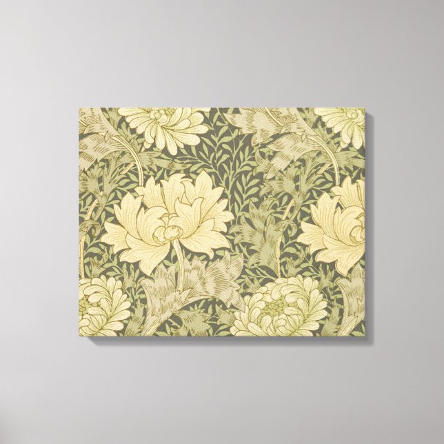 William Morris Chrysanthemum Sage Flower Canvas Print (Front)