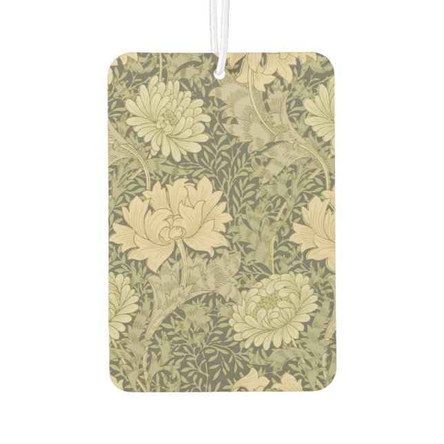 William Morris Chrysanthemum Sage Flower Car Air Freshener (Back)