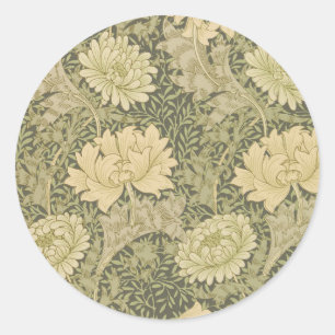 William Morris Chrysanthemum Sage Flower Classic Round Sticker